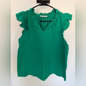 Women's Emerald Ruffle-Trim Sleeveless Top